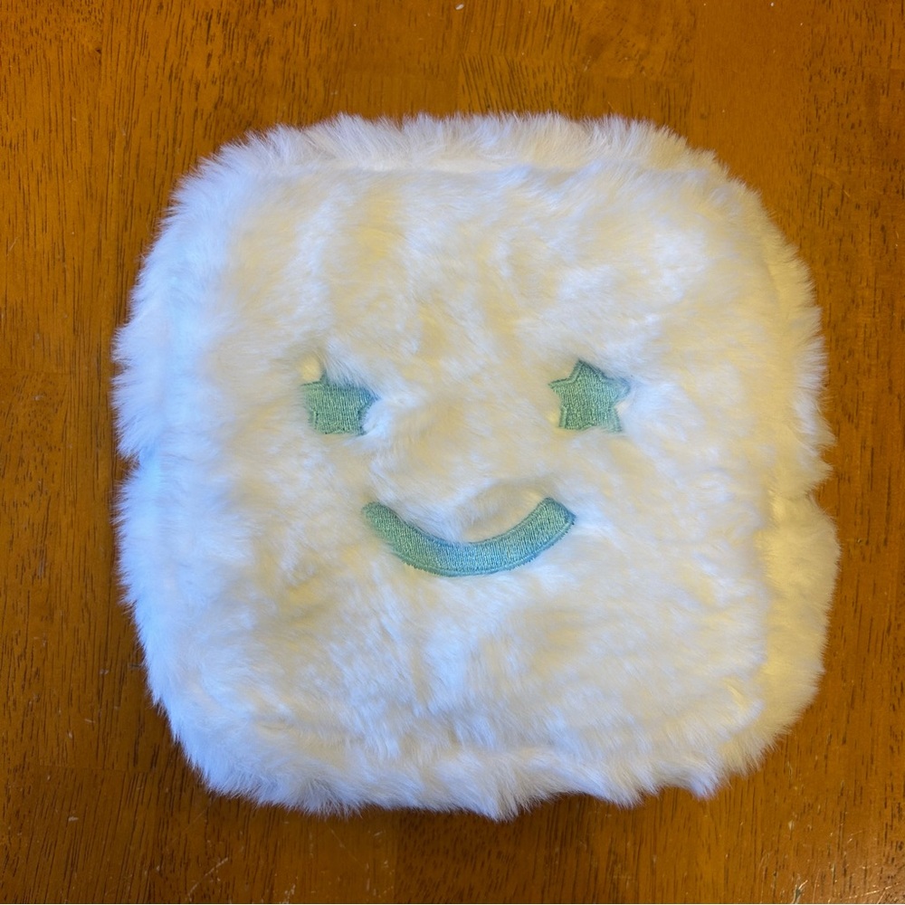 Starface White Fuzzy Zipper Cosmetics Bag Makeup Toiletry Clutch Pouch Travel